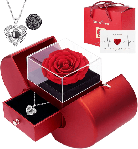 Preserved Real Rose with I love you&nbsp;Necklace
